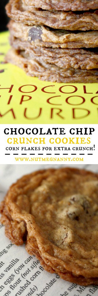 Delicious chocolate chip crunch cookies are jazzed up with semi sweet chocolate chips and crushed corn flakes. These cookies are crisp and delicious.