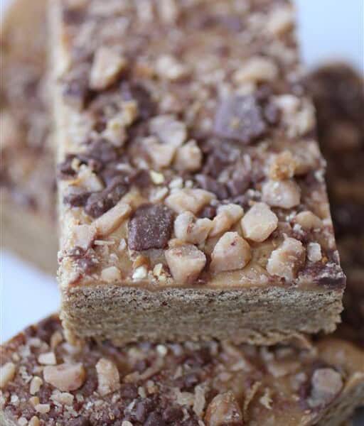 Peanut Butter Toffee Topped Blondies by Nutmeg Nanny
