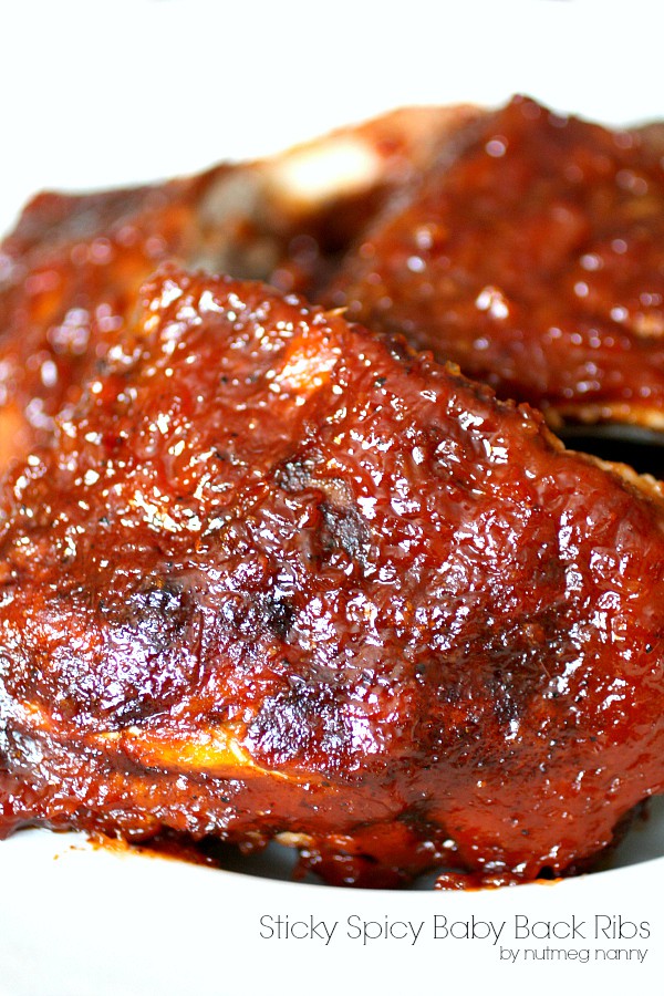 Sticky Spicy Baby Back Ribs by Nutmeg Nanny