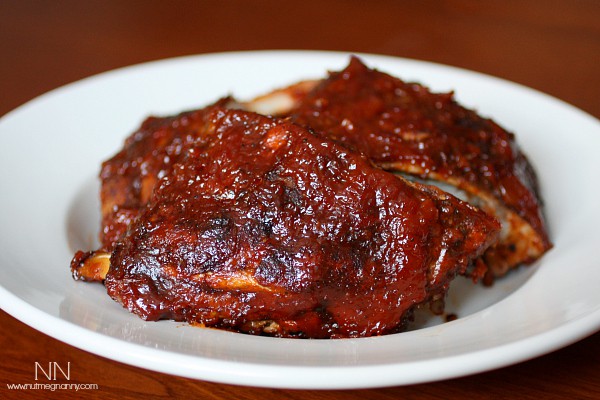 Sticky Spicy Baby Back Ribs by Nutmeg Nanny