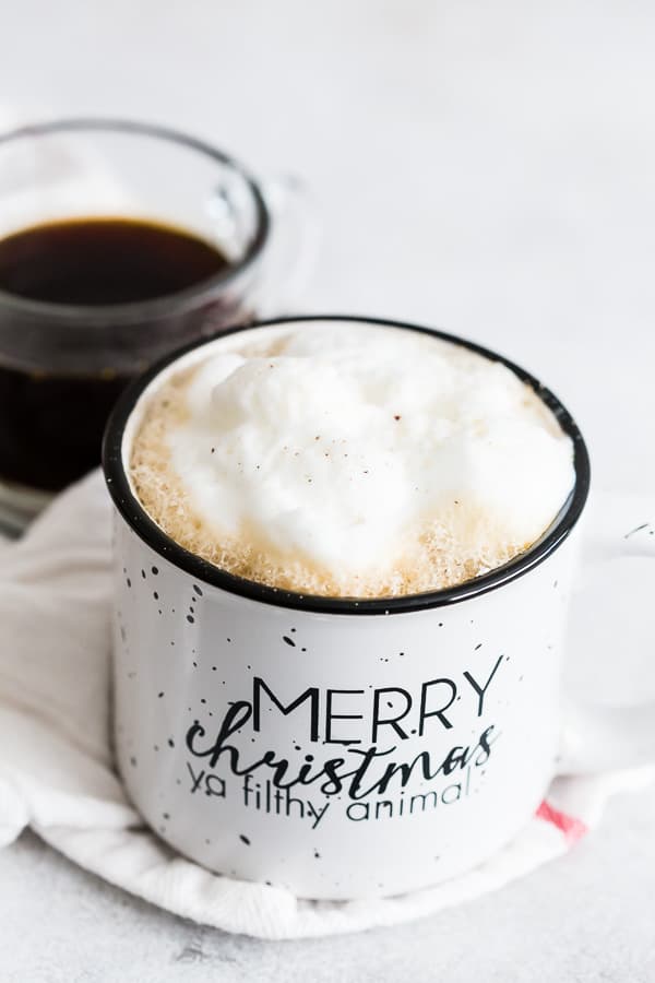 Homemade Gingerbread Syrup in a coffee.
