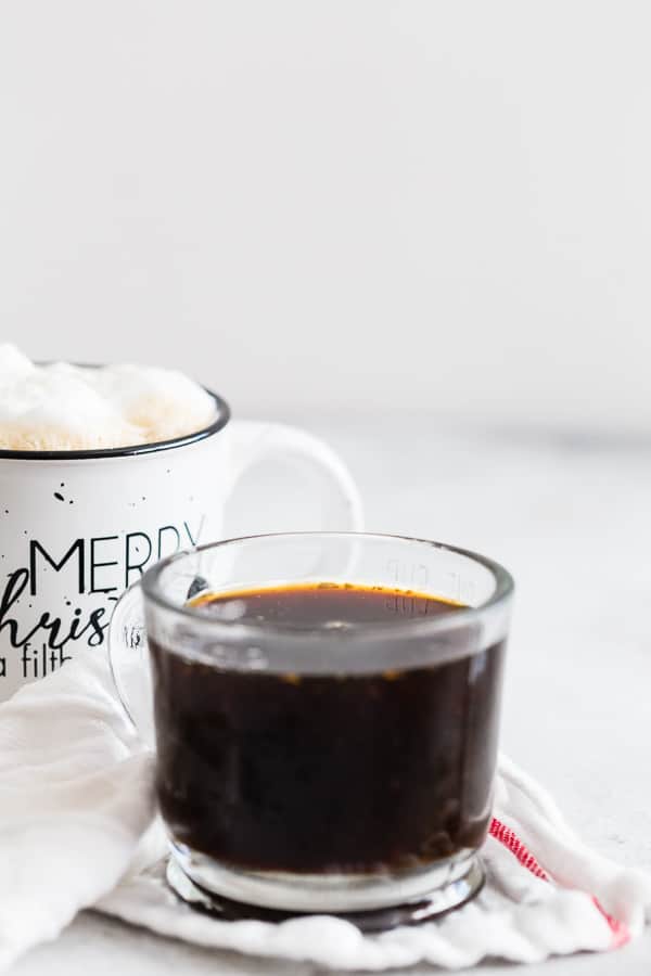 Homemade Gingerbread Syrup in a glass.