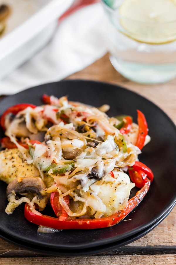 Lightly Smothered Chicken on a plate. 