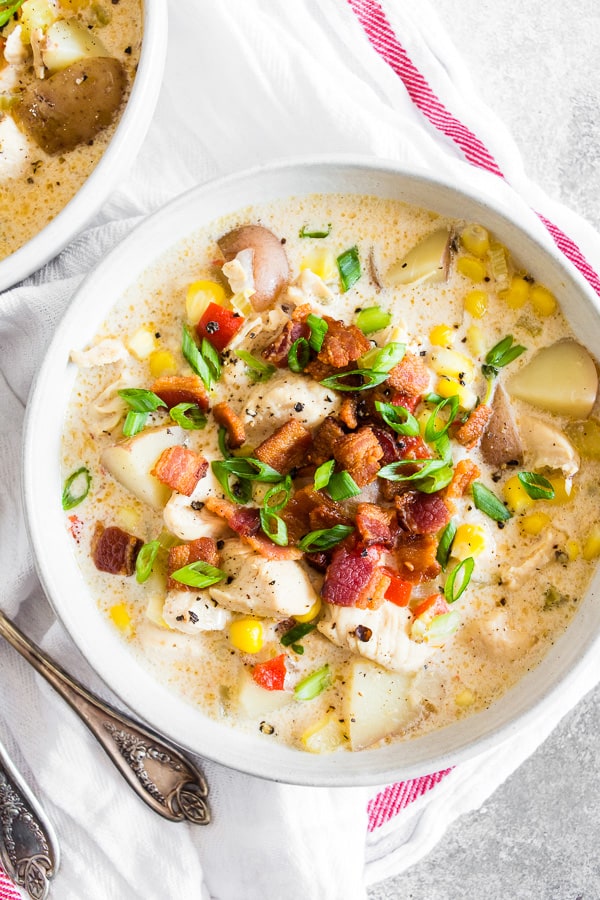 Chicken Corn Chowder in a bowl. 