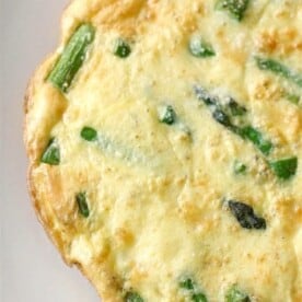 Need a breakfast for two? This tasty asparagus frittata is the perfect recipe. Packed full of fresh chopped asparagus, Parmesan cheese and sharp cheese.