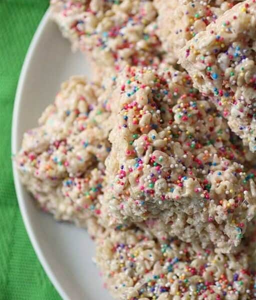 Cake Batter Rice Krispie Treats by Nutmeg Nanny
