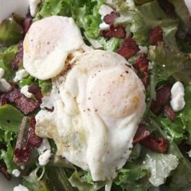 This mixed greens with crispy bacon, goat cheese and fried egg salad is the BEST of everything. You'll love how all the flavors work together and how hearty this salad tastes. Everything is better with a fried egg, am I right?