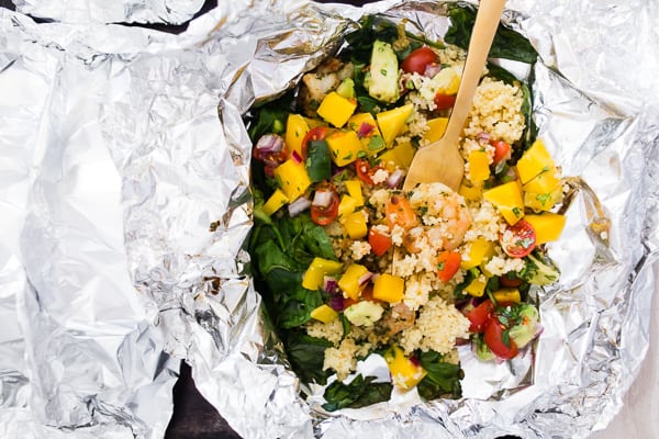 2 packets of shrimp couscous packets with avocado mango salsa