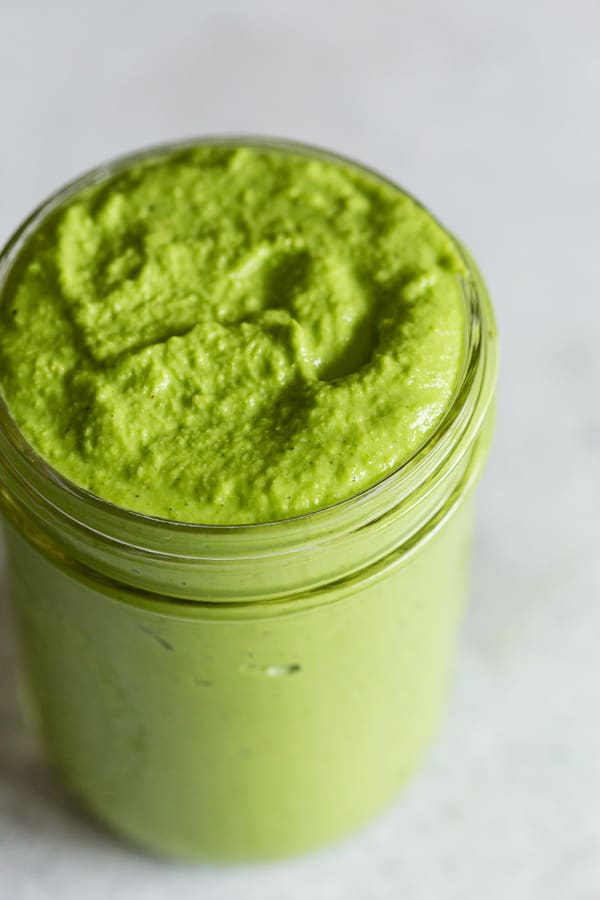 This homemade garlic scape pesto is perfect for pasta, pizza, sandwiches or on top of homemade vegetable soup. It packs TONS of flavor and is made right in your Vitamix, regular blender or food processor. 