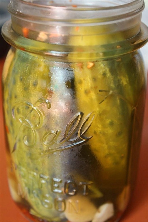 Dad's pickles are tangy, full of dill seasoning and perfect for preserving season. If your garden is overflowing with cucumbers give these pickles a try!