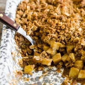 This brown butter vanilla bean apple crisp is the perfect addition to your fall dessert menu. Made with delicious fresh apples, tons of vanilla bean paste and crumbly crisp topping, you'll love this! 