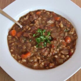 Slow Cooker Beef Barley Soup by Nutmeg Nanny