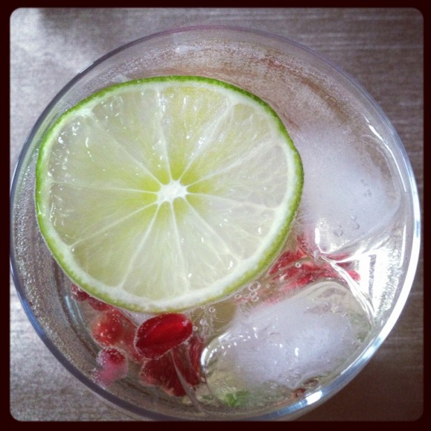 Pomegranate Lime White Wine Spritzer by Nutmeg Nanny Pomegranate Lime White Wine Spritzer by Nutmeg Nanny