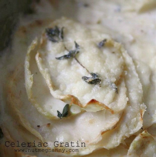 This simple celeriac gratin gives some love to the often forgotten celeriac root. Super flavorful and packed full of Parmesan cheese and lots of fresh thyme. This simple celeriac gratin gives some love to the often forgotten celeriac root. Super flavorful and packed full of Parmesan cheese and lots of fresh thyme.