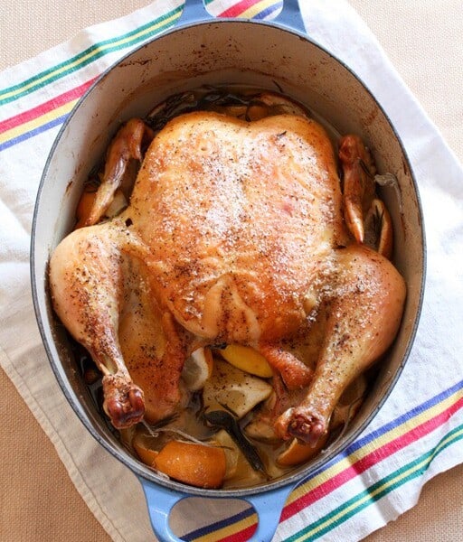 This classic roast chicken turns out perfect every single time. Stuffed with lots of fresh lemon, rosemary, thyme, sage and seasoned with just salt and pepper. It's classic flavors at it's best.