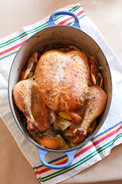 Classic Roast Chicken in a dutch oven. 