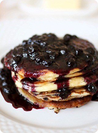 Lemon Ricotta Pancakes with Blueberry Sauce by Nutmeg Nanny