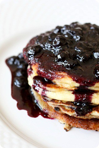 Lemon Ricotta Pancakes with Blueberry Sauce by Nutmeg Nanny