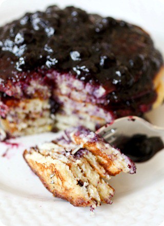 Lemon Ricotta Pancakes with Blueberry Sauce by Nutmeg Nanny