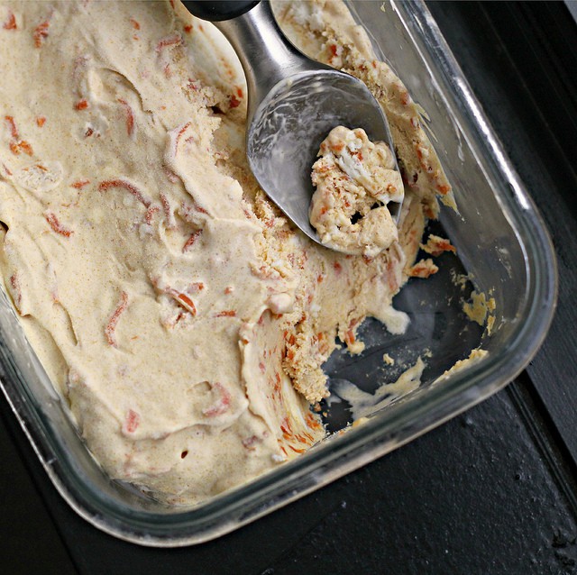 Carrot Cake Ice Cream via Nutmeg Nanny This carrot cake ice cream gives you all the taste of cake packed in a delicious sweet frozen treat. Get into the kitchen and make this right away!