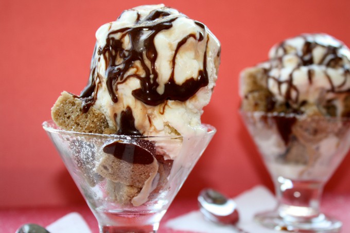 This pound cake parfait sundae is the perfect use for leftover pound cake. Buttery pound cake layered with vanilla ice cream and hot fudge - what's not to love?!