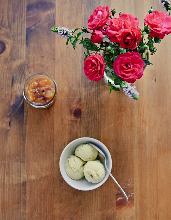 Bourbon Vanilla Ice Cream via Nutmeg Nanny This bourbon vanilla ice cream is the perfect balance of vanilla and bourbon. It takes simple vanilla ice cream and gives it a boozy bourbon boost. You'll love this sweet and simple ice cream that is perfect on its own or covered in hot fudge.