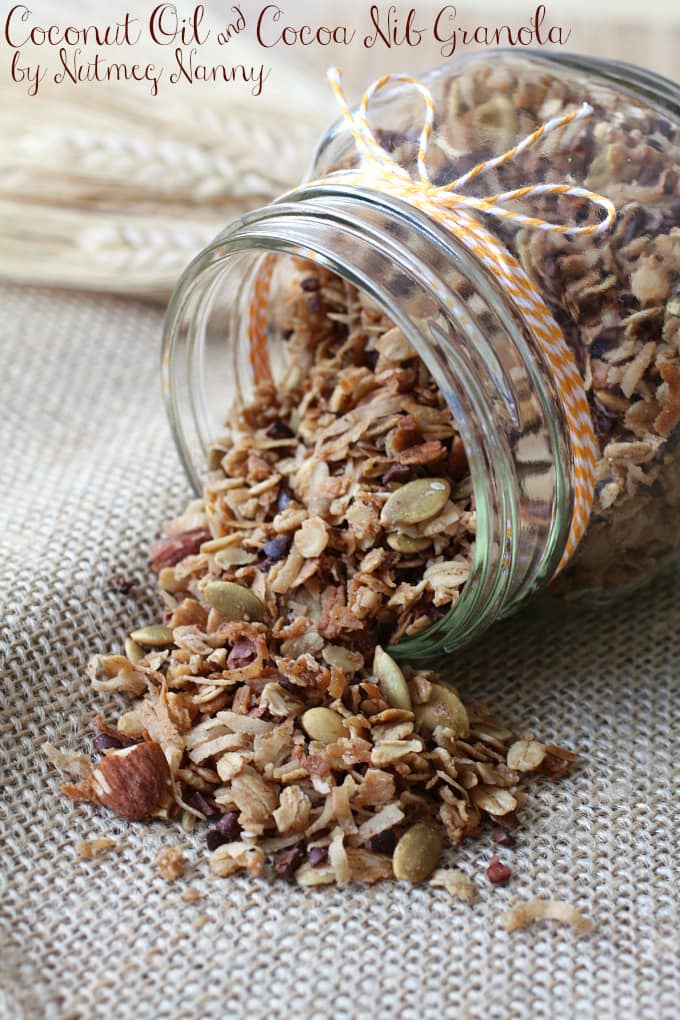 This coconut oil and cocoa nib granola is a breeze to make and tastes great overtop yogurt or eaten straight from the jar. Plus it's perfect mix of salty and sweet. You'll be eating this all year long!