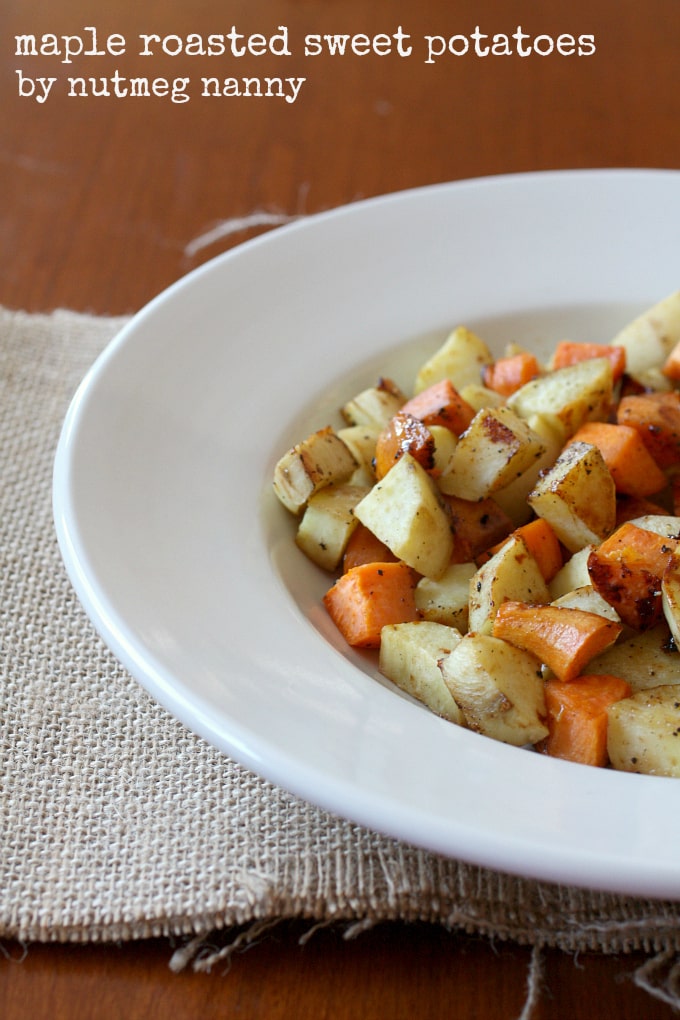 This sweet side dish is packed full of flavor. Trust me, if you love flavor you're going to love these maple roasted sweet potatoes. This sweet side dish is packed full of flavor. Trust me, if you love flavor you're going to love these maple roasted sweet potatoes.