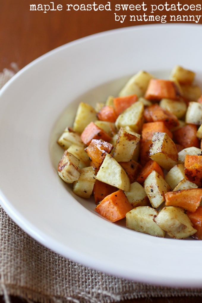 This sweet side dish is packed full of flavor. Trust me, if you love flavor you're going to love these maple roasted sweet potatoes. This sweet side dish is packed full of flavor. Trust me, if you love flavor you're going to love these maple roasted sweet potatoes.