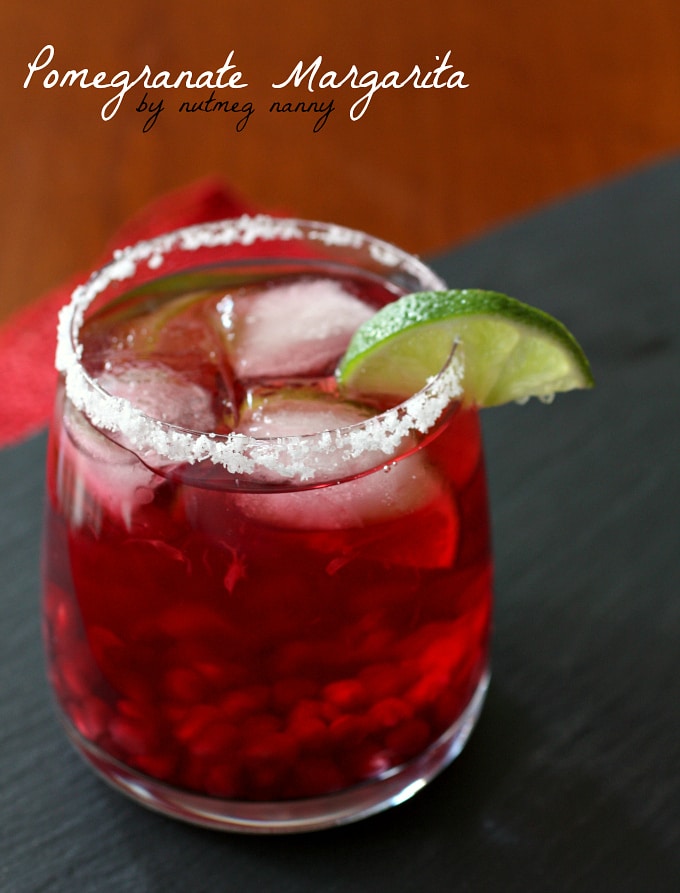 This pomegranate margarita is the perfect way to cheers the holiday season. Filled with pomegranate juice, tequila and orange liqueur. So tasty and oh so easy to make!