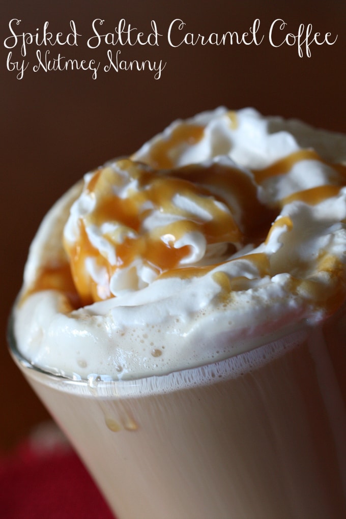 Spiked Salted Caramel Coffee in a mug. 