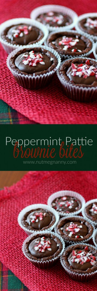 These super simple peppermint pattie brownie bites are the perfect combination of rich fudgy brownies and minty peppermint patties. Adorable and delicious!