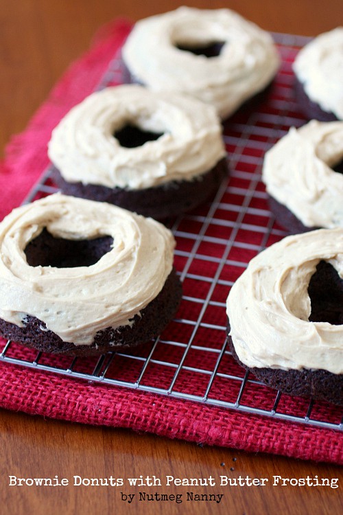 These brownie donuts with fluffy peanut butter frosting are the best dessert for your chocolate peanut butter fix. The brownies are rich and the frosting is fluffy and light. These brownie donuts with fluffy peanut butter frosting are the best dessert for your chocolate peanut butter fix. The brownies are rich and the frosting is fluffy and light.