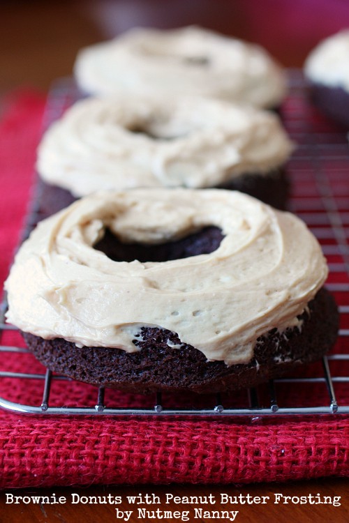These brownie donuts with fluffy peanut butter frosting are the best dessert for your chocolate peanut butter fix. The brownies are rich and the frosting is fluffy and light. These brownie donuts with fluffy peanut butter frosting are the best dessert for your chocolate peanut butter fix. The brownies are rich and the frosting is fluffy and light.