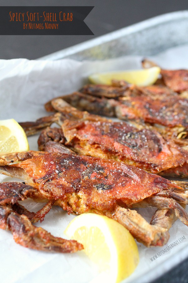 Spicy Soft Shell Crab on a serving platter. 