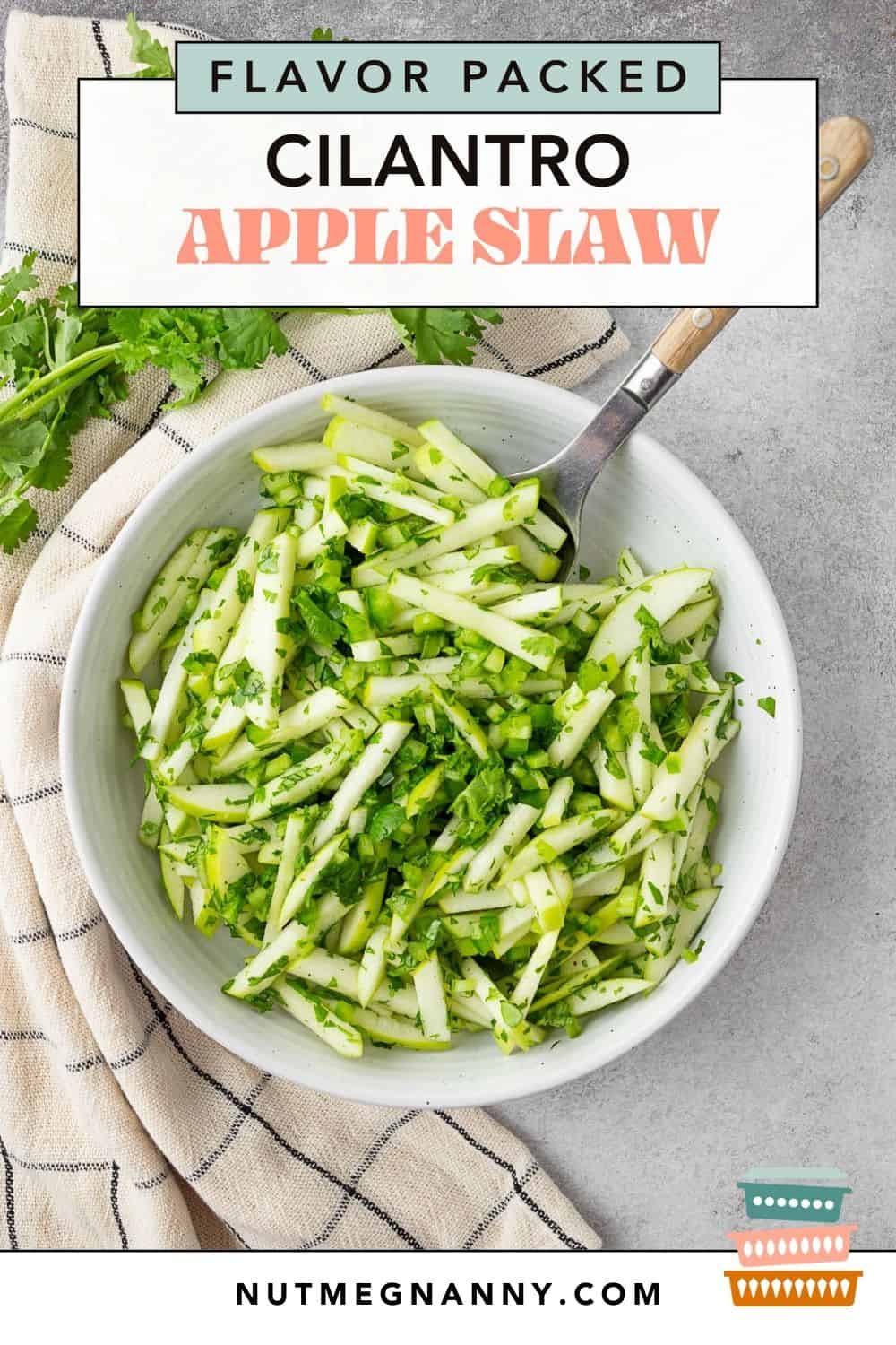 Cilantro Apple Slaw graphic pin. 
