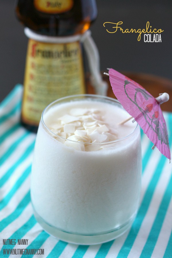 This frangelico colada is a lot like your typical pina colada but with a hit of hazelnut flavored Frangelico. Totally delicious and perfect for sipping!