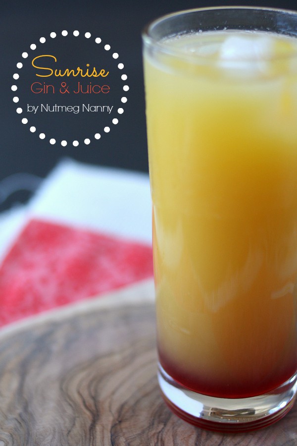 Gin and Juice Cocktail in a tall glass. 