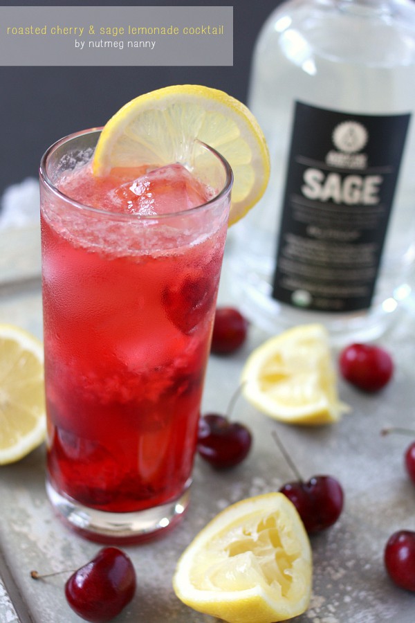 Roasted Cherry Sage Lemonade Cocktail by Nutmeg Nanny