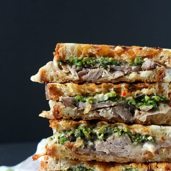 Crispy Roast Pork Panini with Rapini and Spicy Sauce by Nutmeg Nanny