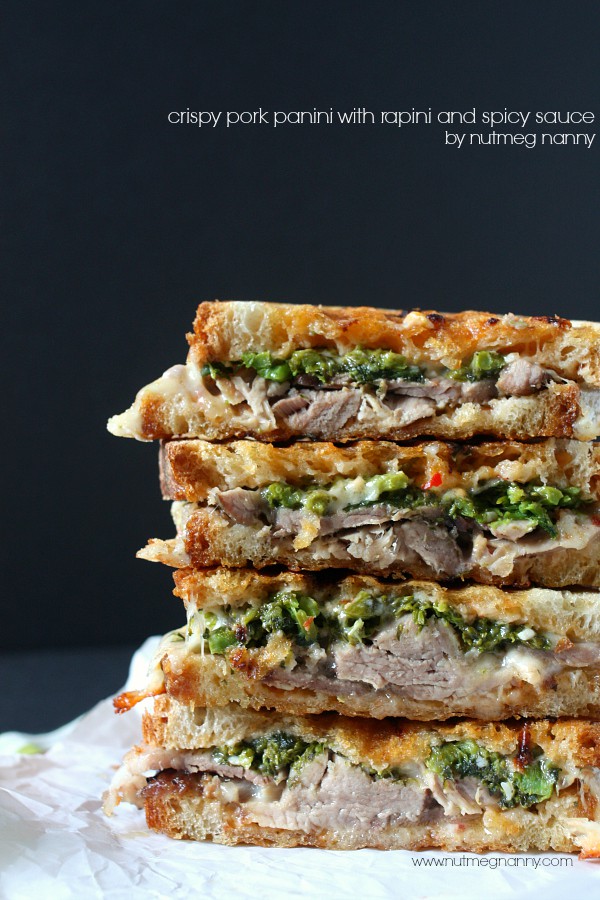 Crispy Roast Pork Panini with Rapini and Spicy Sauce by Nutmeg Nanny Crispy Roast Pork Panini with Rapini and Spicy Sauce by Nutmeg Nanny