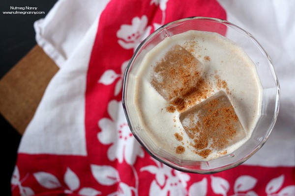 Bourbon Apple Butter Milk Punch topped with spices. 
