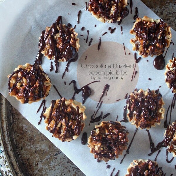 Chocolate Drizzled Pecan Pie Bites by Nutmeg Nanny