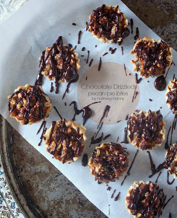 Chocolate Drizzled Pecan Pie Bites by Nutmeg Nanny
