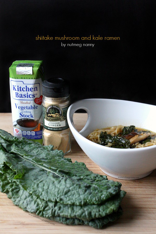 This hearty shiitake mushroom and kale ramen is perfect for cold winter days. Packed full of vegetable stock, shiitake mushrooms, kale and ramen noodles.