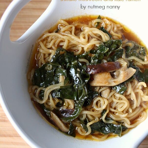 This hearty shiitake mushroom and kale ramen is perfect for cold winter days. Packed full of vegetable stock, shiitake mushrooms, kale and ramen noodles.