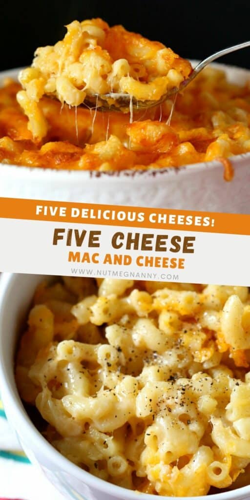 Five Cheese Mac and Cheese pin for pinterest.