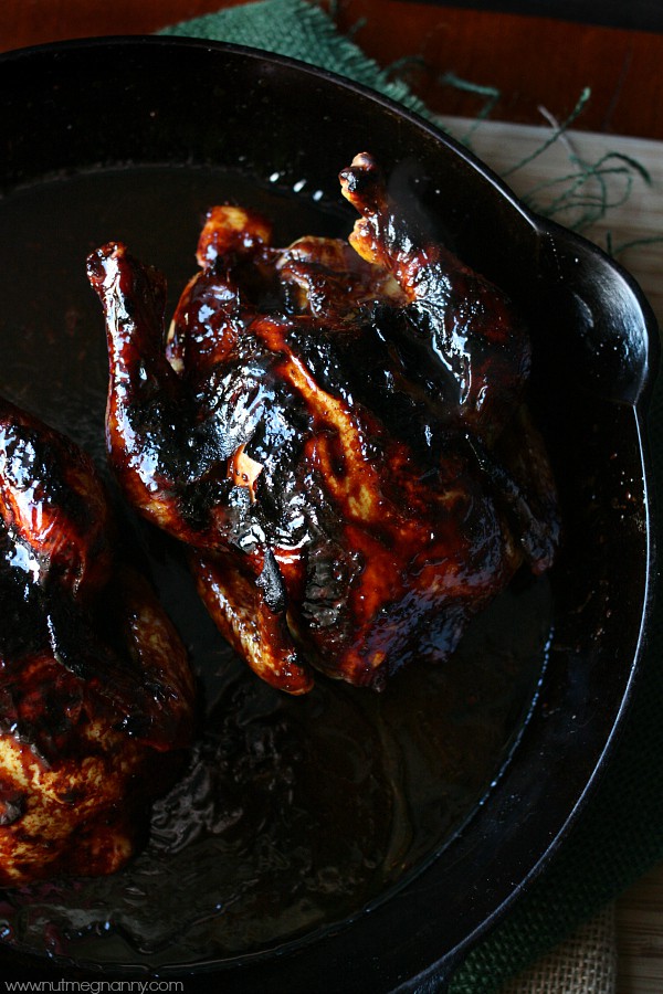 Pomegranate Molasses Glazed Cornish Hens by Nutmeg Nanny These sweet little pomegranate molasses glazed Cornish hens are the perfect addition to your dinner table. They are full of pomegranate and molasses flavor.