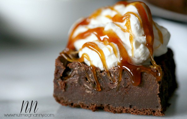 Salted Caramel Guinness Brownies with Jameson Whipped Cream by Nutmeg Nanny