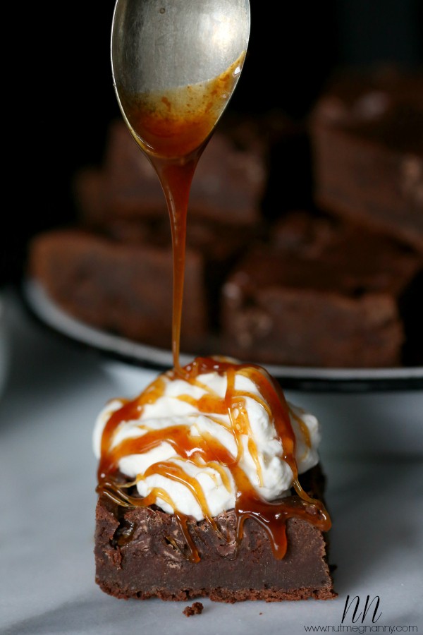 Salted Caramel Guinness Brownies with Jameson Whipped Cream by Nutmeg Nanny Salted Caramel Guinness Brownies with Jameson Whipped Cream by Nutmeg Nanny